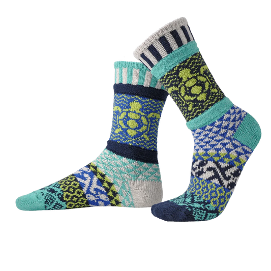 Mismatched Crew Socks-Ocean Turtle