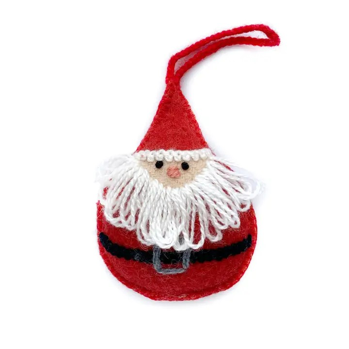 Wool Ornament-Round Santa