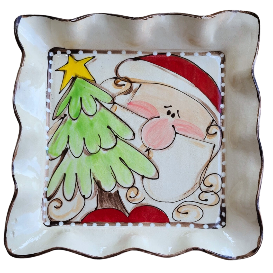 Square Platter-Santa & Tree