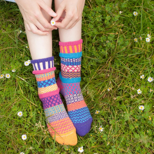 Mismatched Crew Socks-Sunny