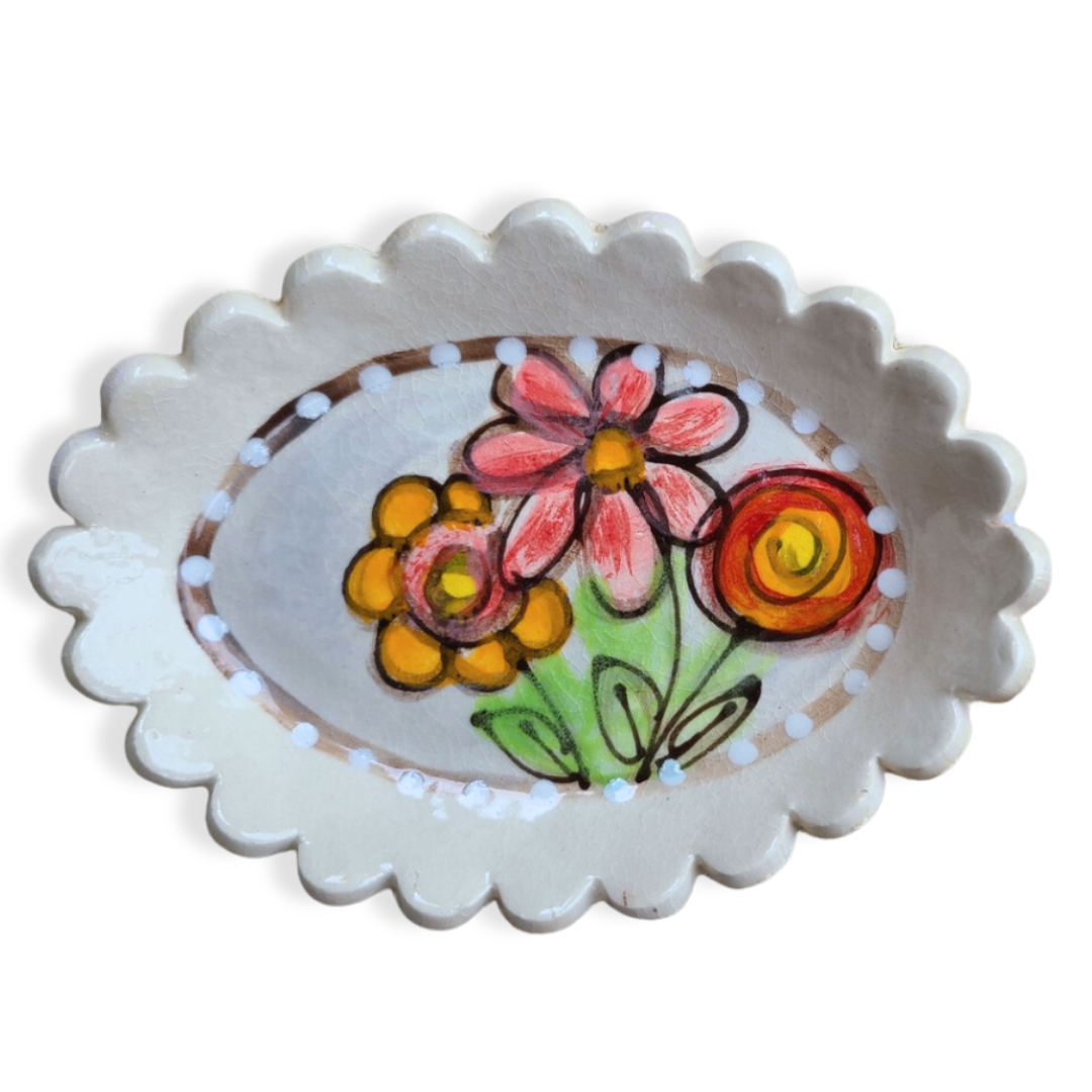 Tiny Oval Dish-Flowers