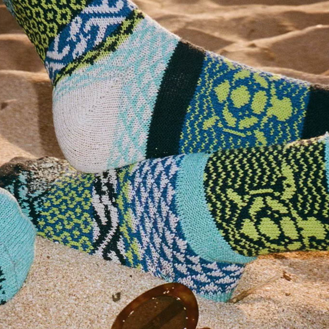 Mismatched Crew Socks-Ocean Turtle