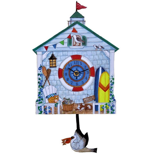 Beach Time Clock with Pelican Pendulum