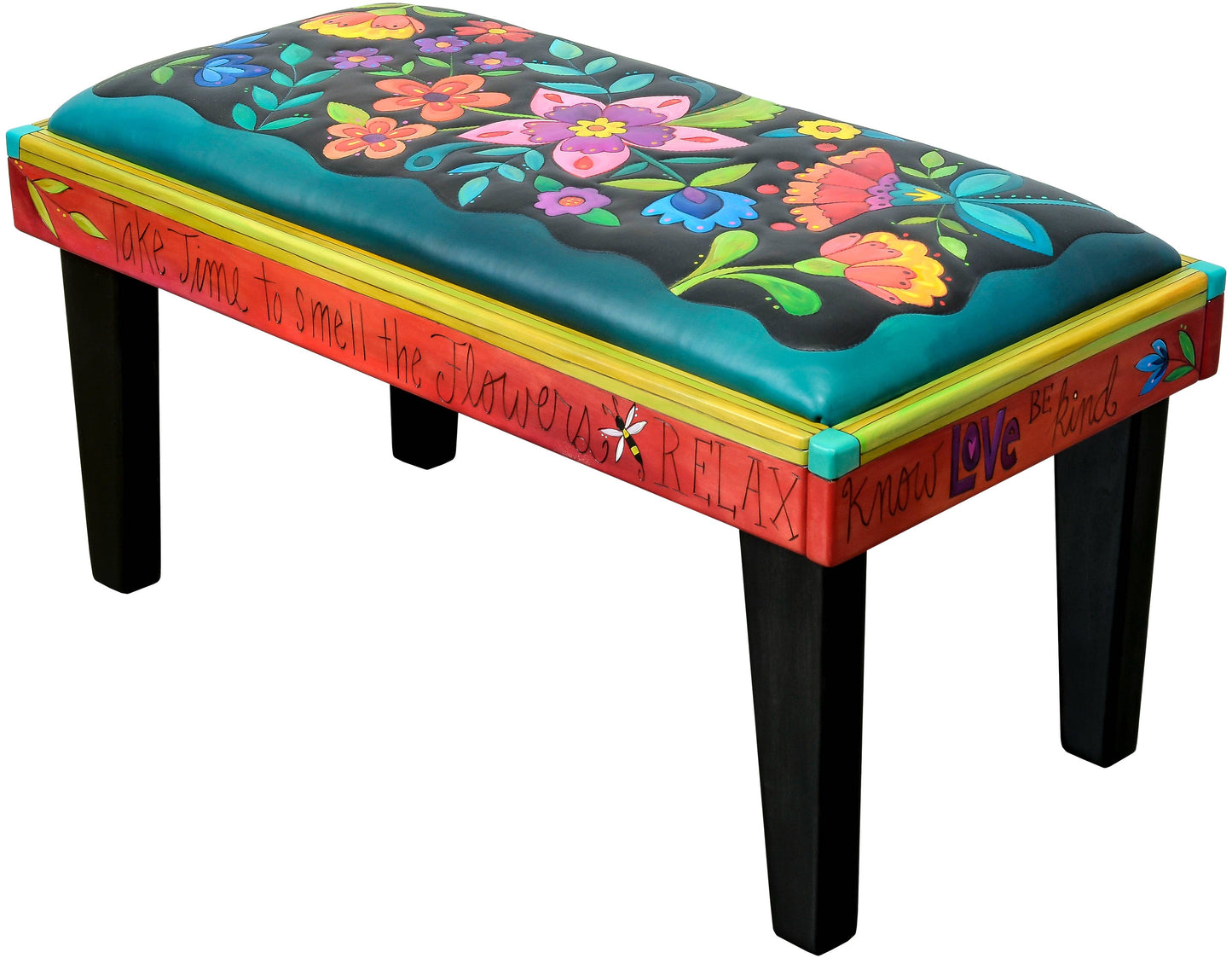 Leather Seat Bench 3'-Bright Floral