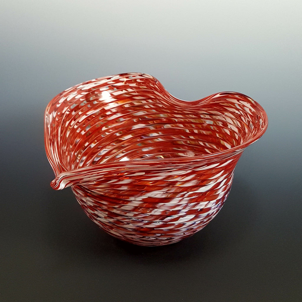 Optic Heart Glass Bowl-Red/White