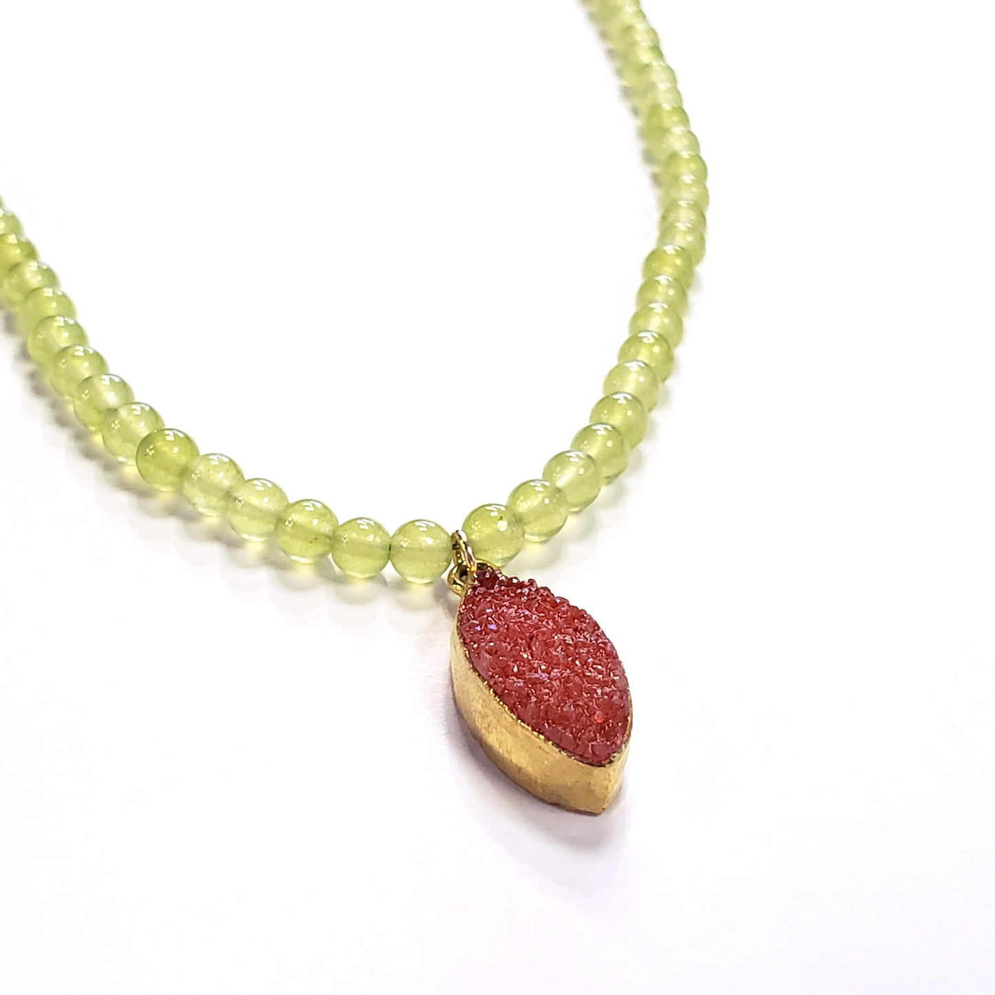 Jade & Pink Druzy Necklace