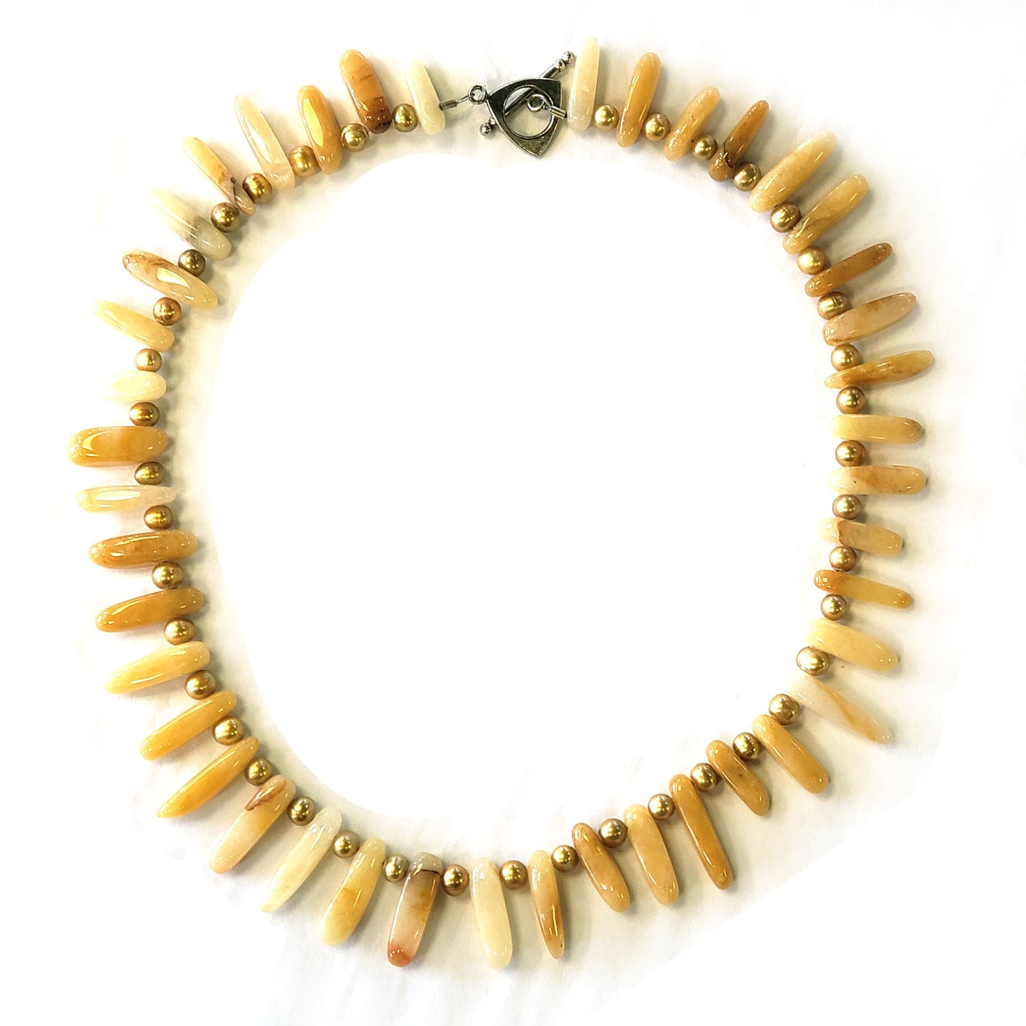 Yellow Agate & Copper Pearl Necklace