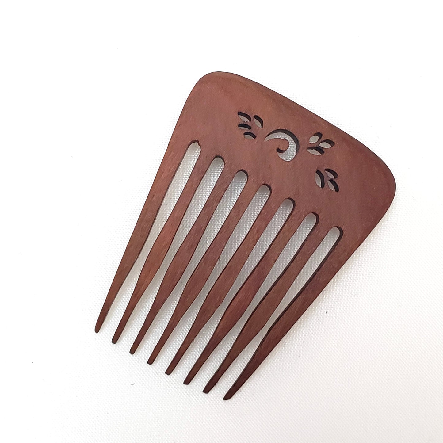 Cherry Wood Hair Comb-Leaves