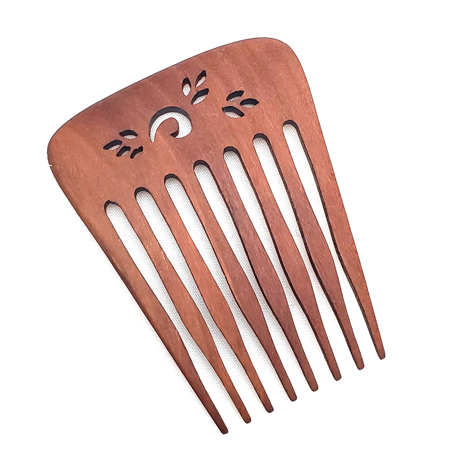 Cherry Wood Hair Comb-Leaves