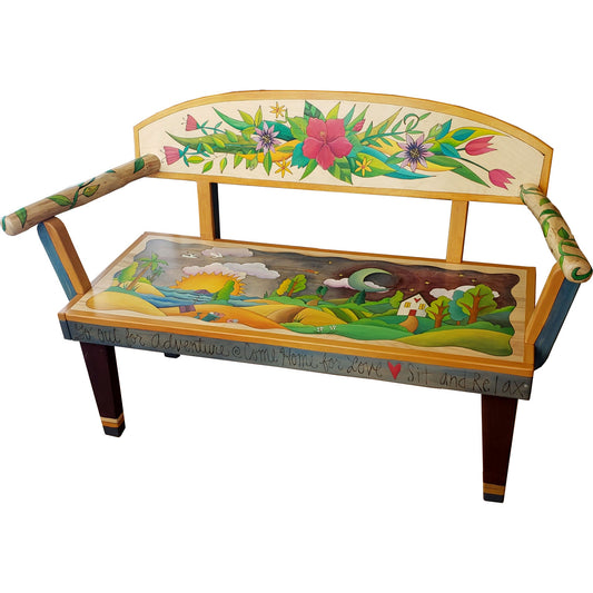 Loveseat Bench-Tropical Floral