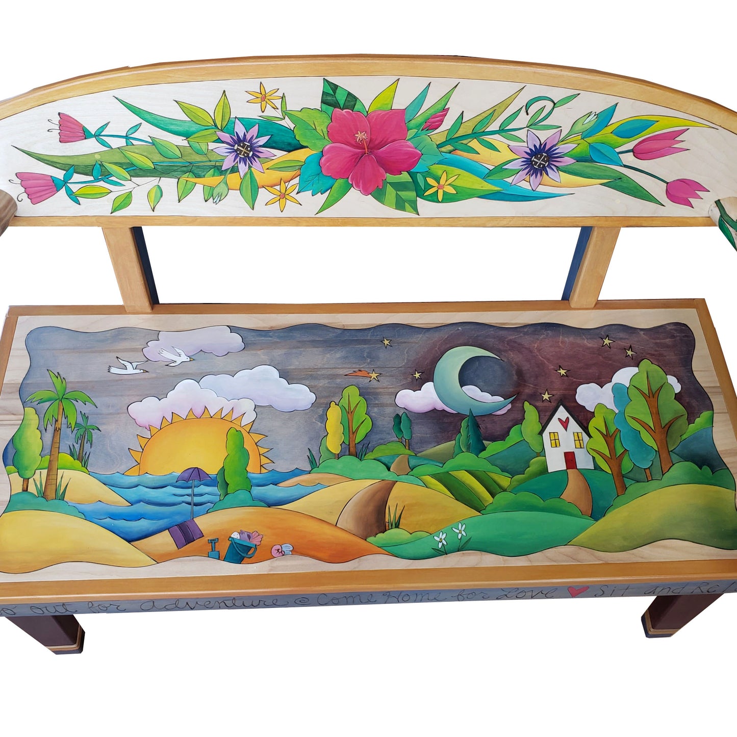 Loveseat Bench-Tropical Floral