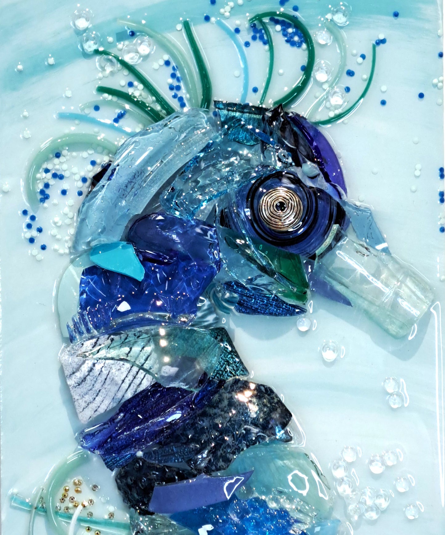 Seahorse Recycled Glass Wall Art