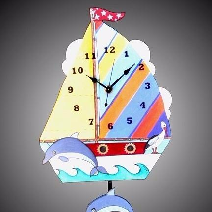 Sailboat Clock with Dolphin Pendulum