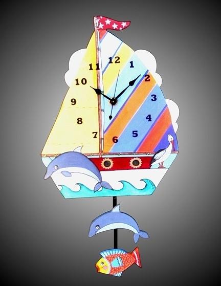 Sailboat Clock with Dolphin Pendulum