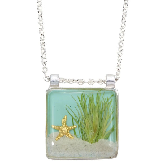 Sand Dune Necklace-Silver, Lg Square
