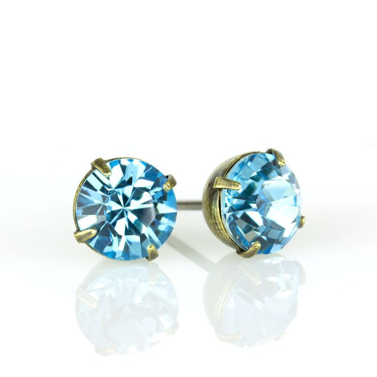 Aqua Crystal Post Earrings