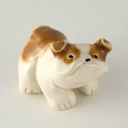 miniature ceramic bulldog sculpture