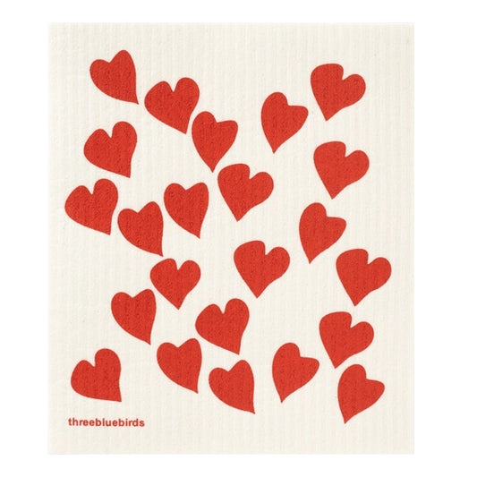 Swedish Dishcloth-Love Ya Red Hearts