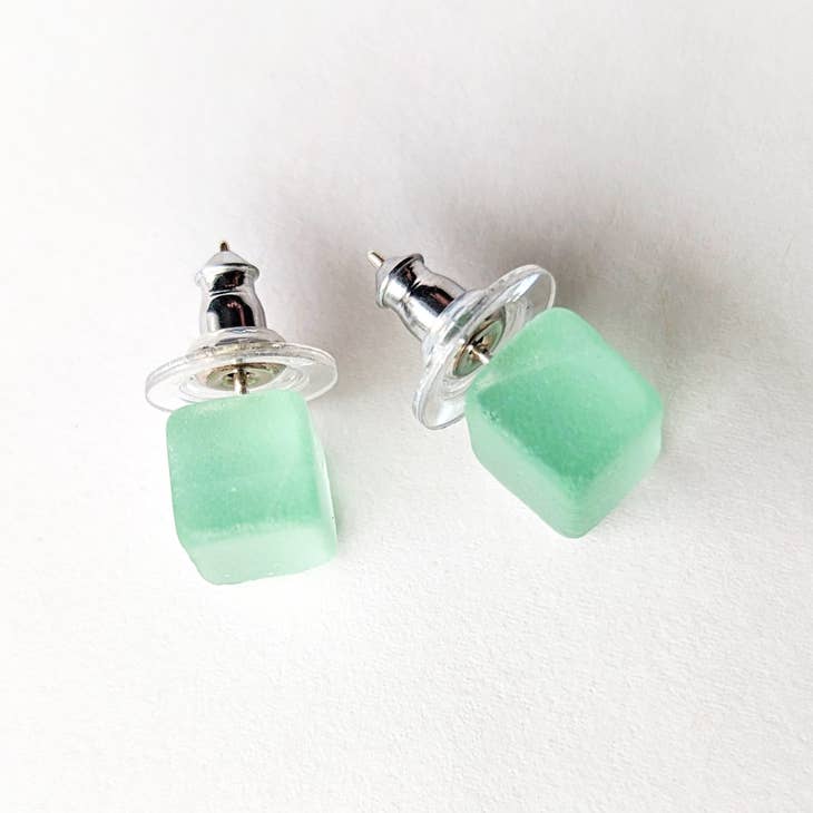 Glass Bottle Cube Earrings
