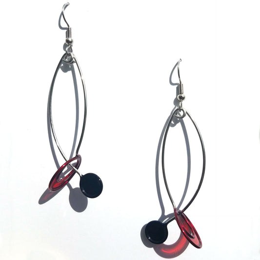 Resin Earrings-Black & Red