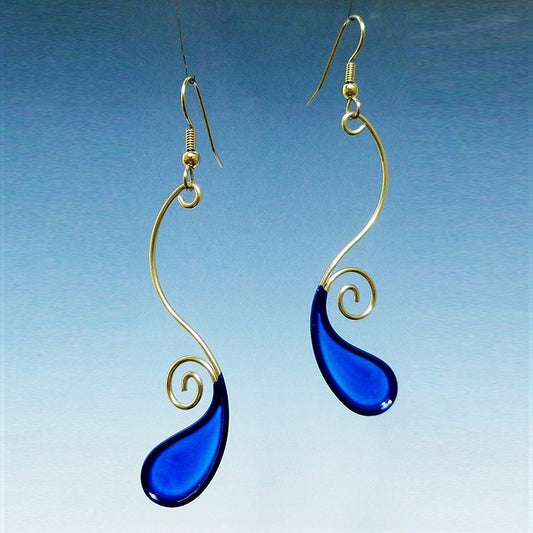 Resin Earrings-Cobalt