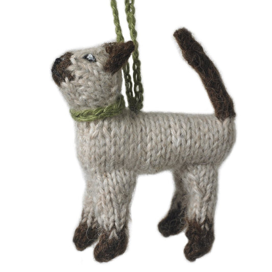 Hand Knit Cat Ornament-Siamese