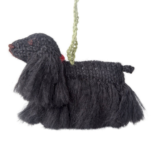 Hand Knit Dog Ornament-Cocker Spaniel (Black)