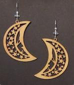 Maple Wood Moon Earrings
