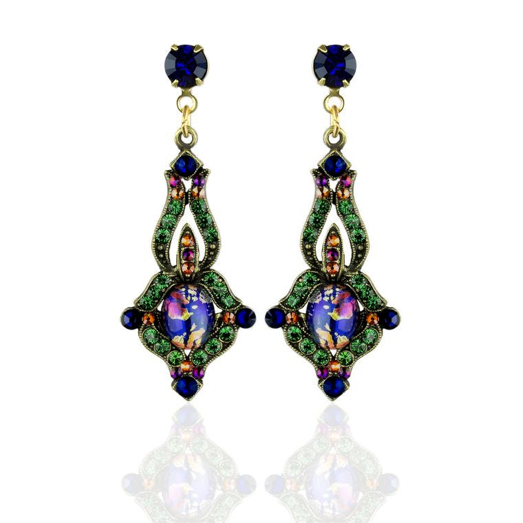 Dark Opal Crystal Large Earrings