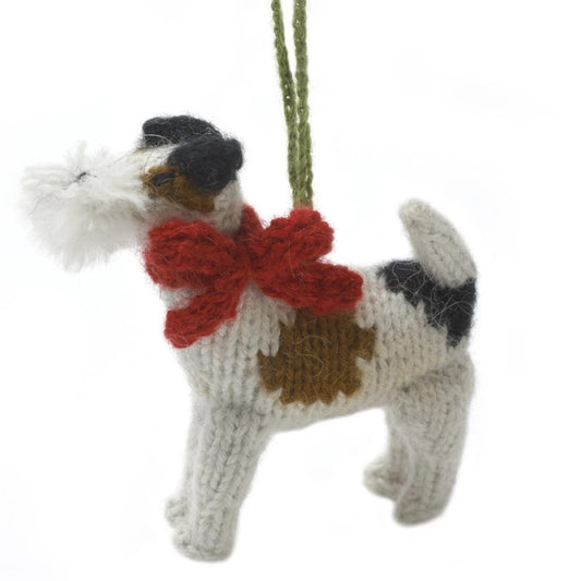 Hand Knit Dog Ornament-Fox Terrier