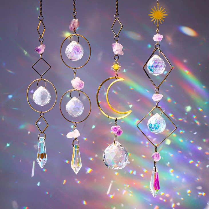 Mystic Aura Labradorite Crystal Suncatcher with Rainbow Prism