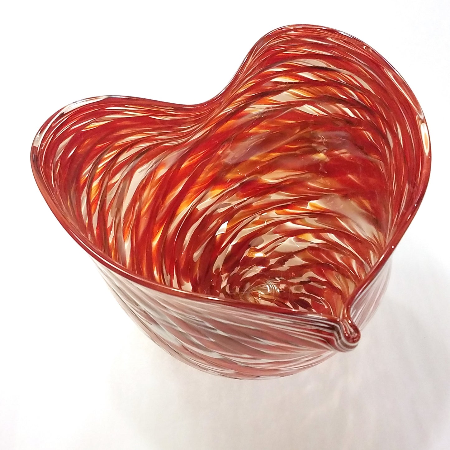 Optic Heart Glass Bowl-Red/White