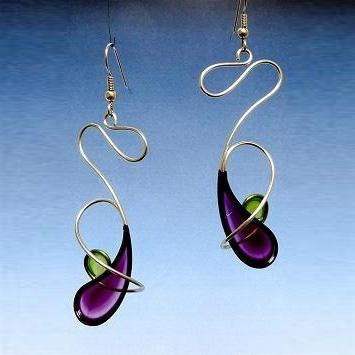 Resin Earrings-Purple & Green