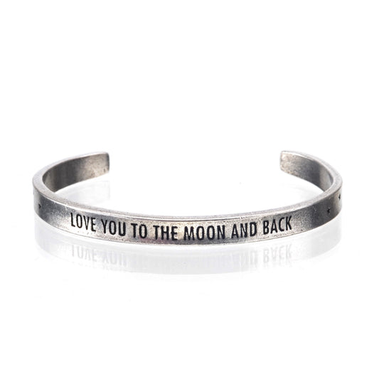 Love You to the Moon & Back Pewter Cuff Bracelet