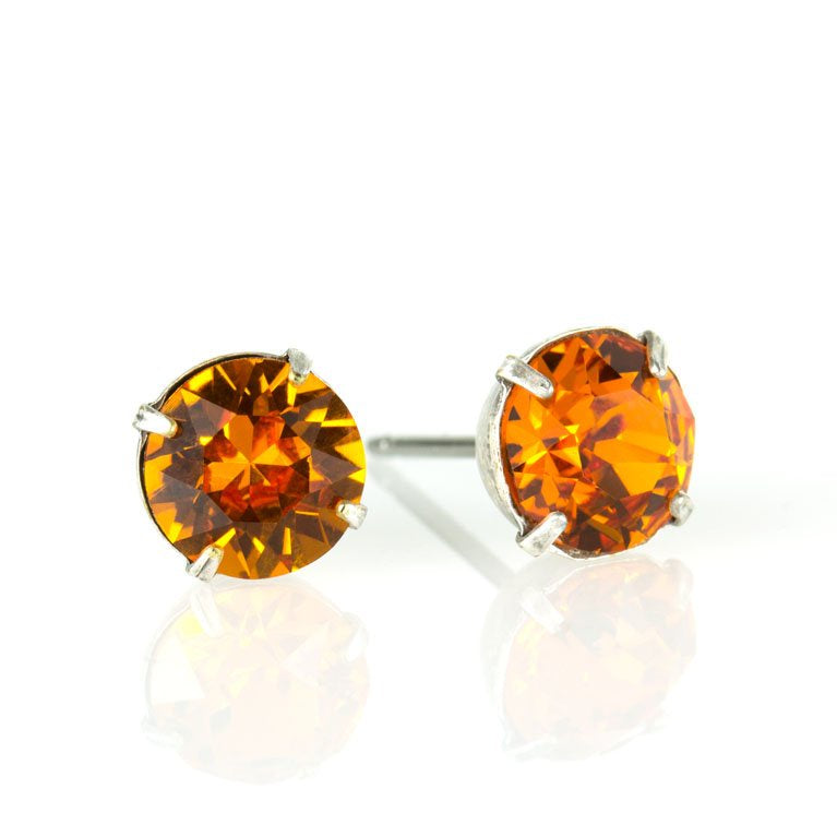 Tangerine Crystal Post Earrings