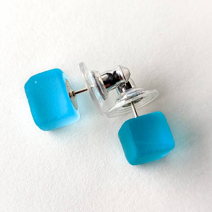 Glass Bottle Cube Earrings