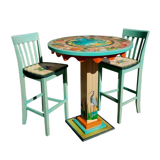 Bistro Set-Table & 2 Stools-Beach Theme