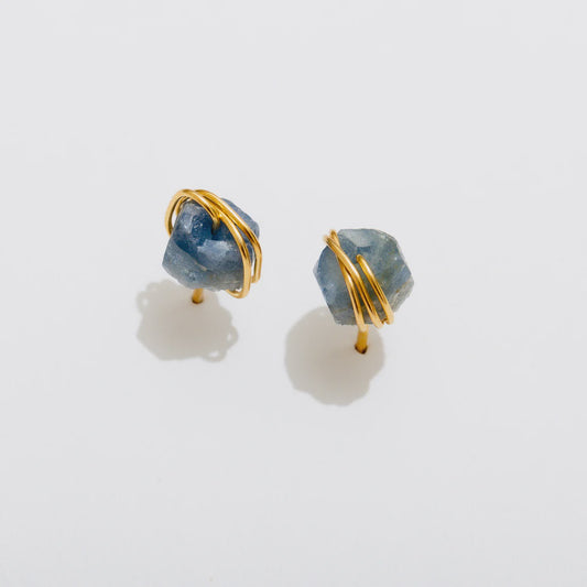 Gemstone Stud Earrings-Sapphire