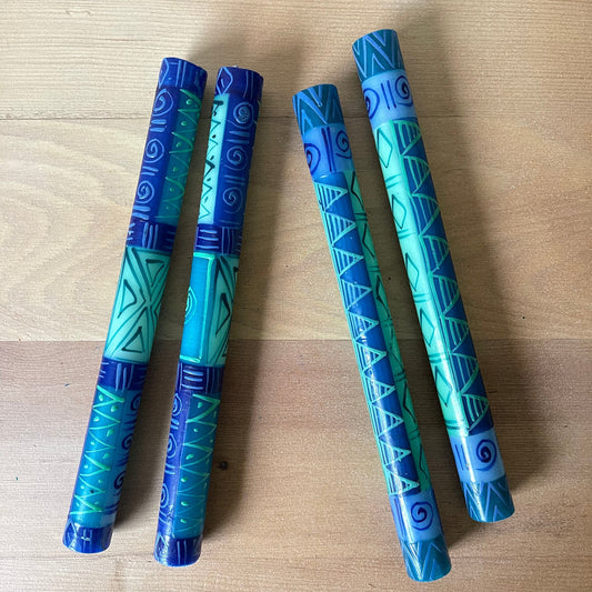Taper Candles-Blue & Green