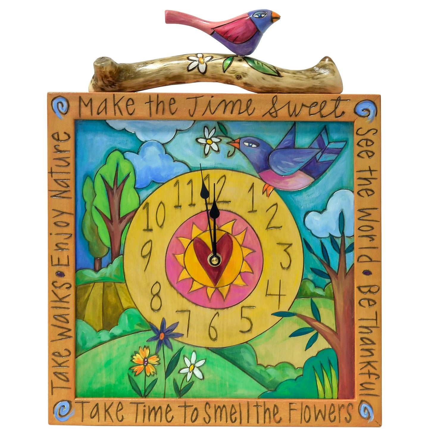 Square Clock with Bird-Make the Time Sweet