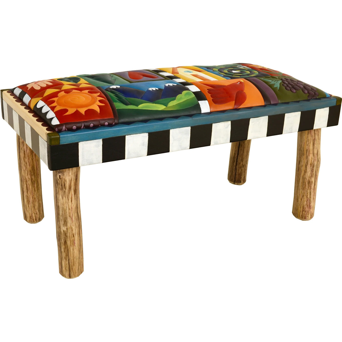 Leather Seat Bench 3'-Crazy Quilt