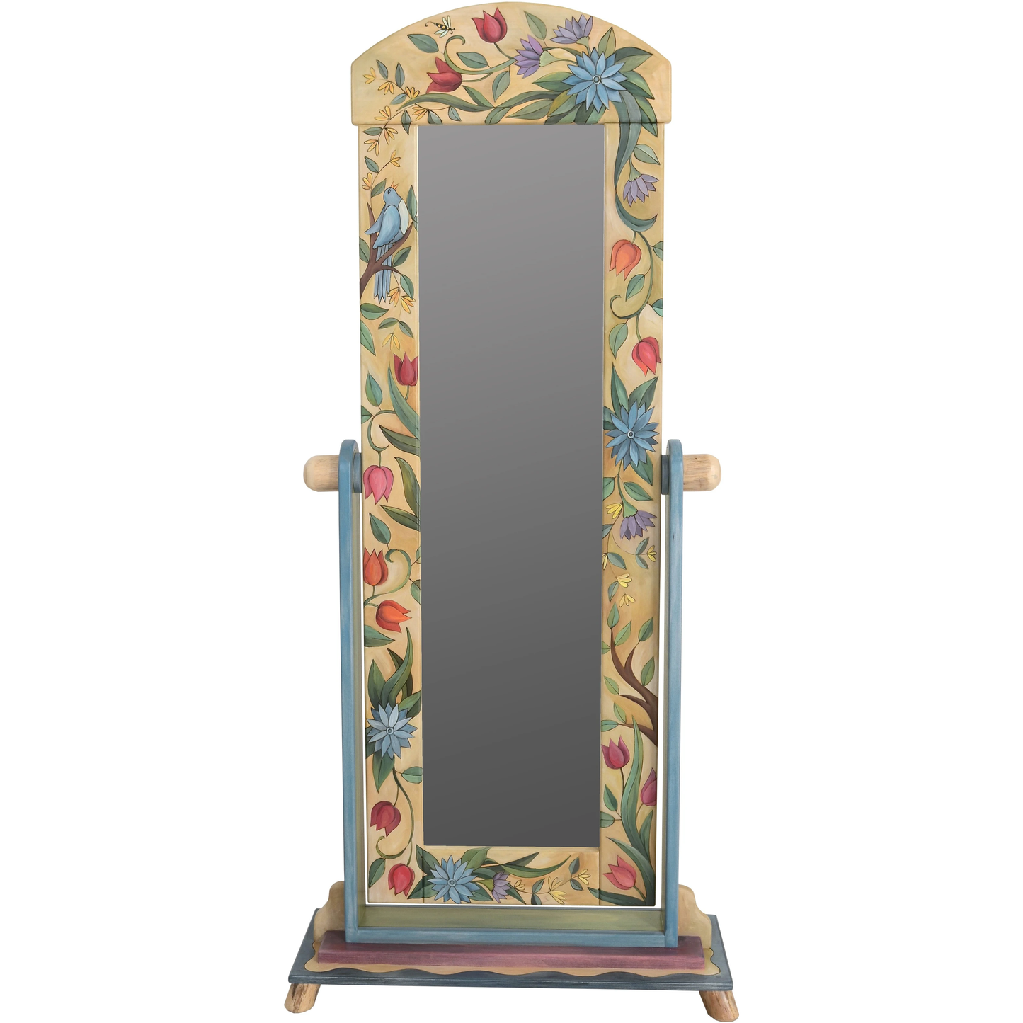 Wardrobe Mirror on Stand-Floral Elegance