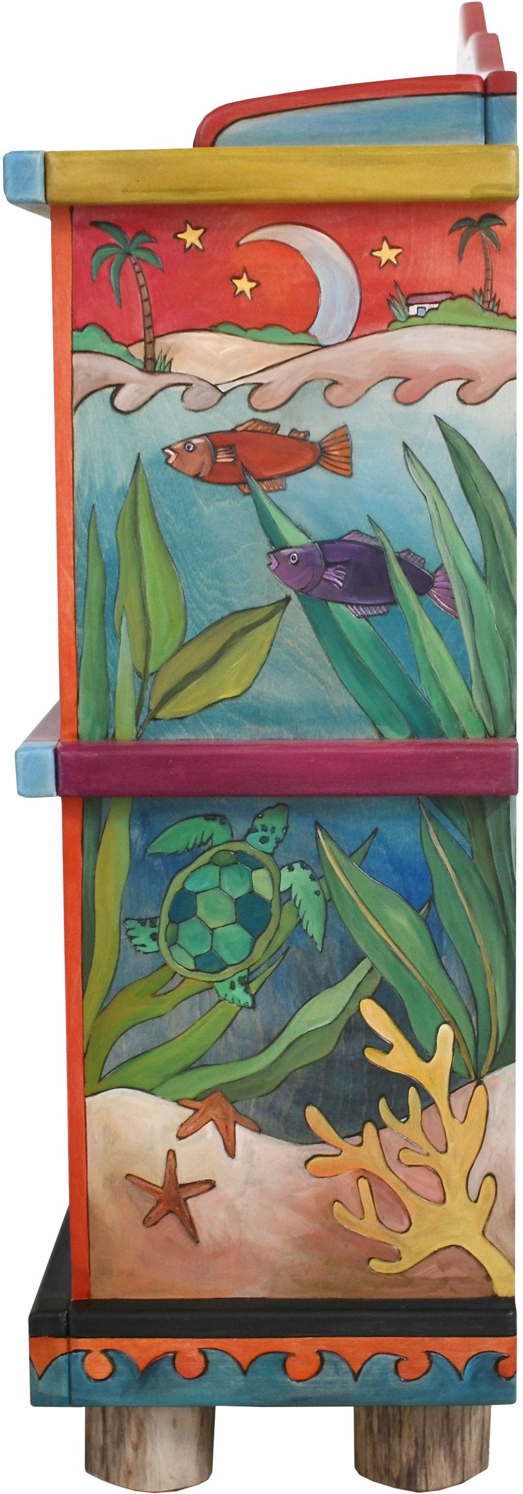 Tropical Bookcase | Fish Turtle | Sticks Handmade Furniture