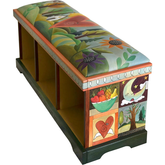 Storage Bench with Leather Seat-Landscape