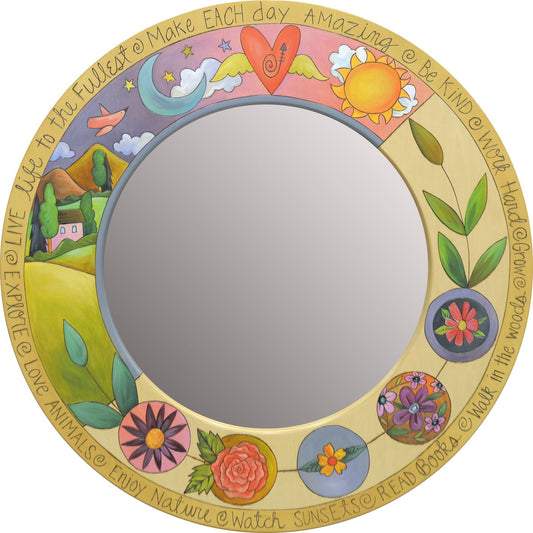 Mirror-Lg, Circle-Landscape & Floral