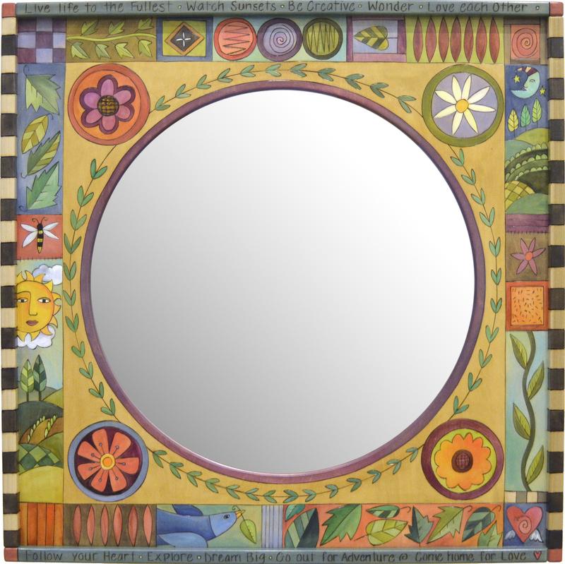 Square Mirror-Floral Crazy Quilt