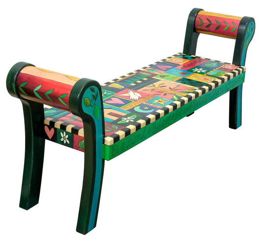 Rolled Arm Bench-Crazy Quilt
