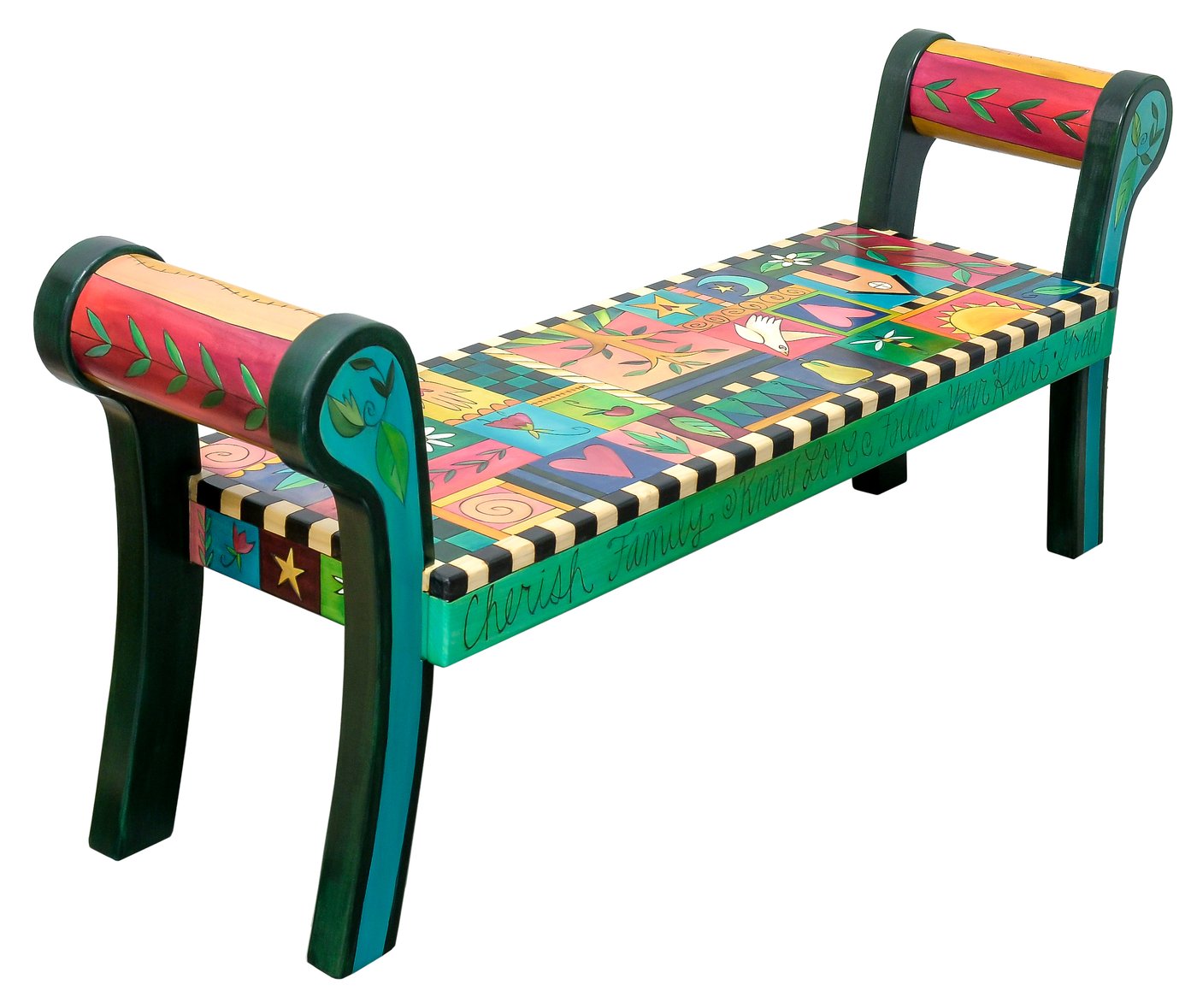 Rolled Arm Bench-Crazy Quilt