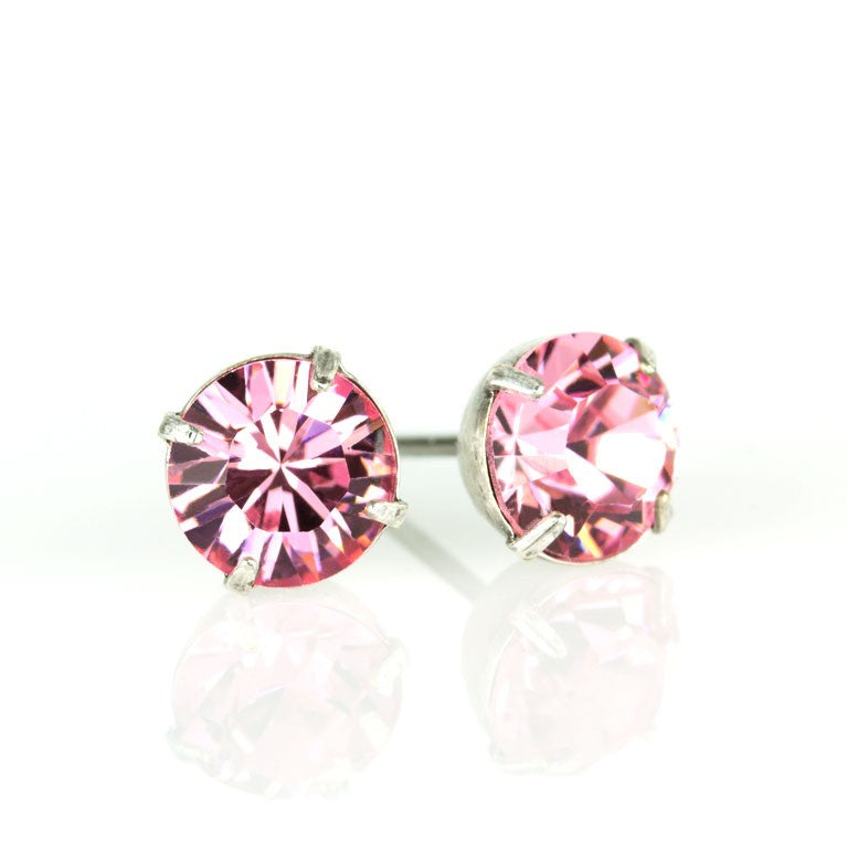 Pink Crystal Post Earrings