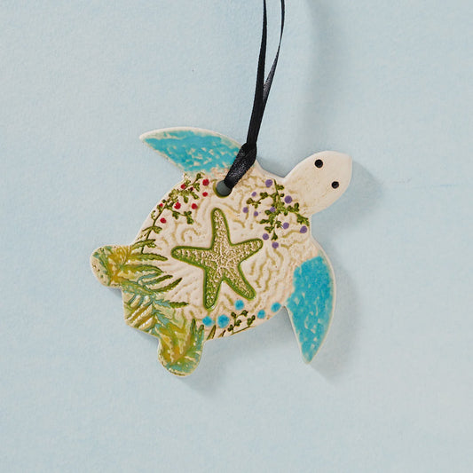 Stamped Clay Turtle Ornament